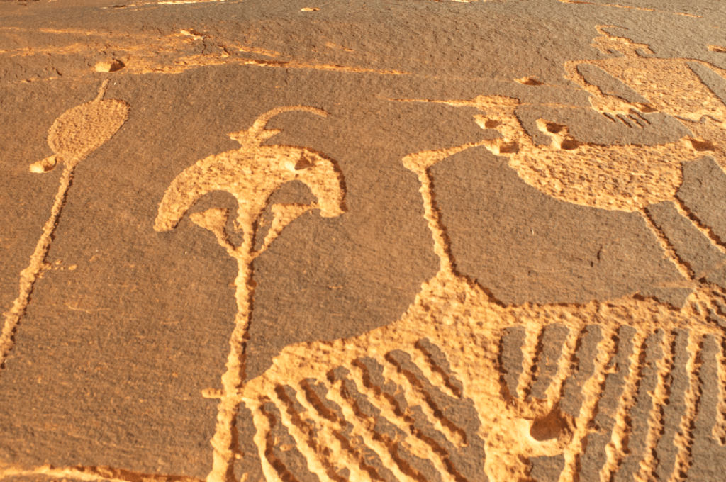 Petroglyphs, Wolfman Mural, Bluff, Utah