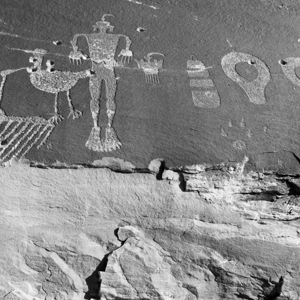 Petroglyphs, Wolfman Mural, Bluff, Utah