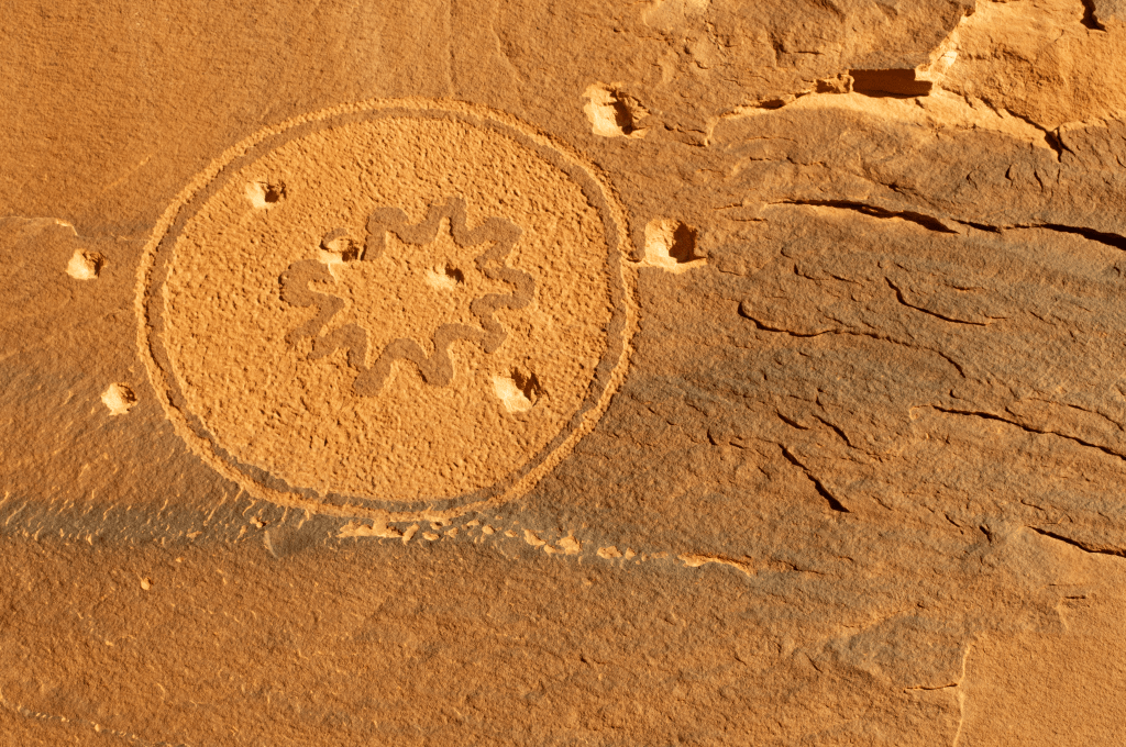 Petroglyphs, Wolfman Mural, Bluff, Utah