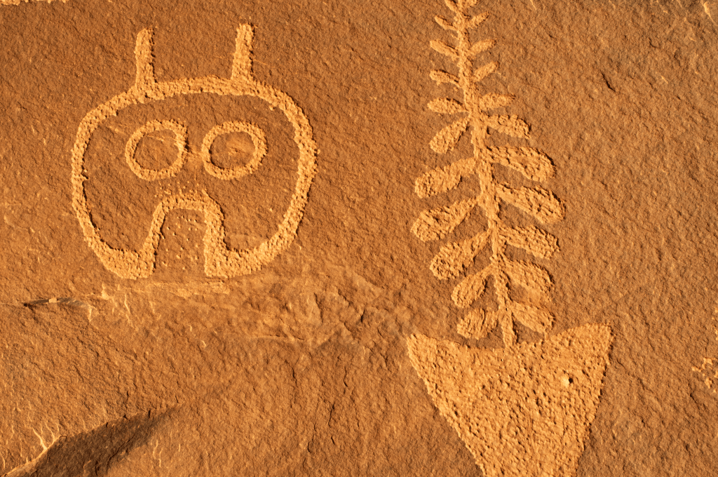 Petroglyphs, Wolfman Mural, Bluff, Utah